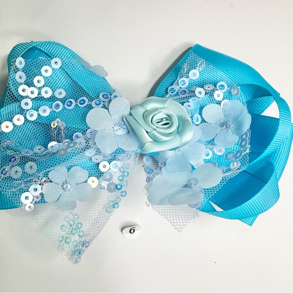 Floral Sequins Hair Bow /Girls Hair Bow / Hair Accessory - Picture 2 of 3